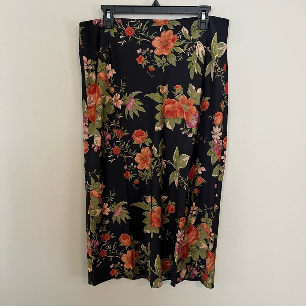 NWT Catherine Malandrino midi floral slip skirt Large